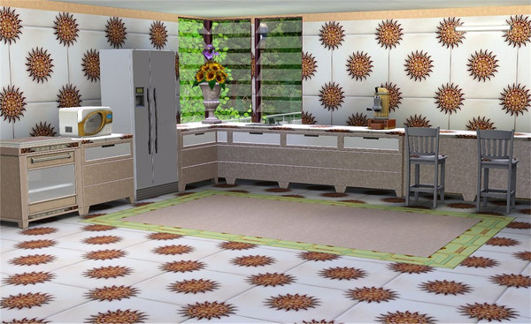 Sims 3 — marcorse_sun tile pattern by marcorse — A clean and crisp, decorated tile pattern with a sun symbol decoration.