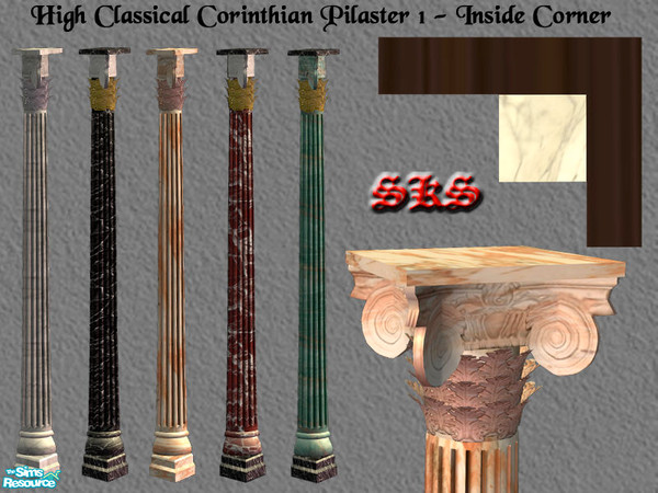 Sims 2 — Corinthian Columns 1 Set - Inside Corner by 71robert13 — 1 story classical Corinthian corner Pilaster featuring