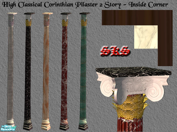 Sims 2 — Corinthian Columns 2 Set - Inside Corner Pilaster by 71robert13 — 2 story classical Corinthian corner Pilaster