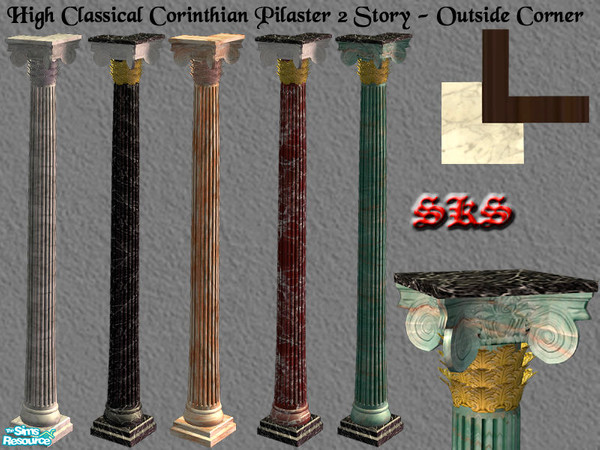Sims 2 — Corinthian Columns 2 Set - Outside Corner Pilaster by 71robert13 — 2 story classical Corinthian corner Pilaster