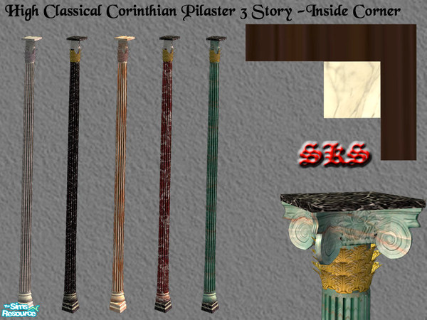 Sims 2 — Corinthian Columns 3 Set - Inside Corner Pilaster by 71robert13 — 3 story classical Corinthian corner pilaster