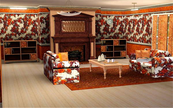 Sims 3 — marcorse_rosewall pattern by marcorse — A textured stone wall, with a rampant climbing rose in deep autumn