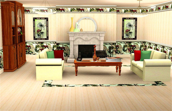 Sims 3 — marcorse_the hedgerow pattern by marcorse — Hawthorn blossom and berries from the hedgerow.