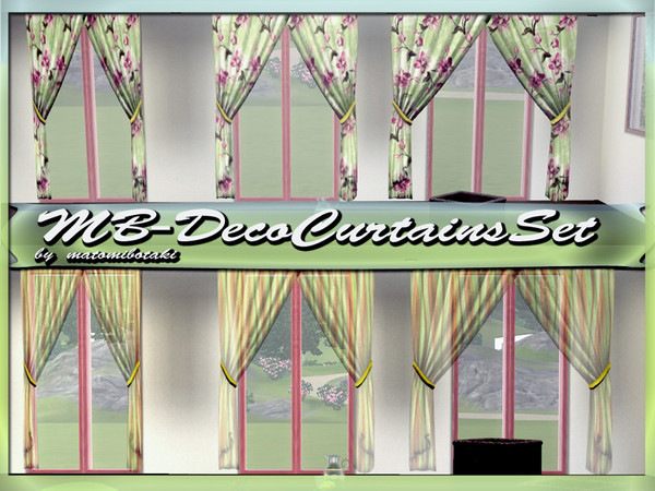 Sims 3 — MB-DecoCurtainsSet by matomibotaki — A curtains can make a room stylish and warm. So I made 6 curtain meshes in