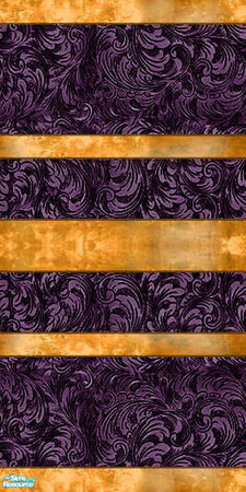Sims 2 — Victorian Wall Set - 1 - Purple by Daislia — 5 walls come with purple & green & gold. Nice for any