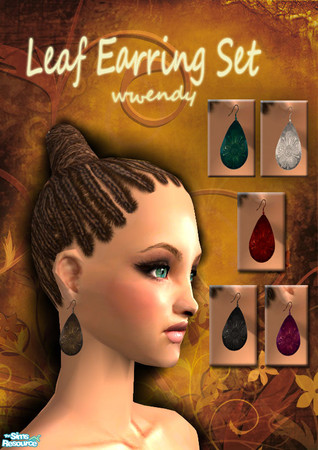 Sims 2 — Leaf Earring Set by wwendy — I hope you like my new earring designs \"Leaf Earring Set\"-