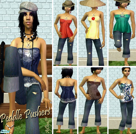 Sims 2 — Peddle Pushers by Ajoya — Vintage Fact: Pants that met at the shins were called \"Peddle Pushers\",