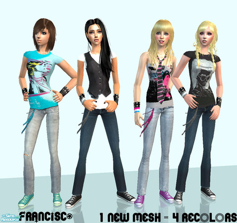 Sims 2 — Casual Girls - Collection 14 for Teen Females  by francisssko — 1 New mesh (included) + 4 recolors. Enjoy ^_^
