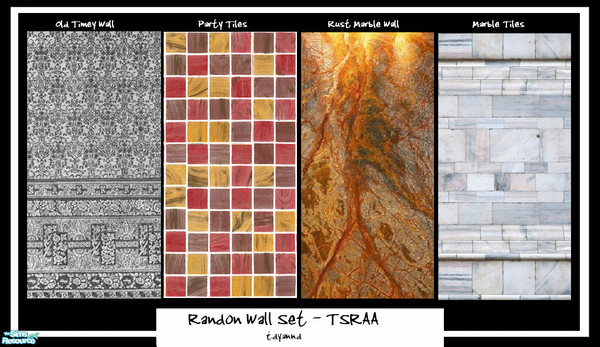 Sims 2 — Random Wall Set by tdyannd — A simple set of four random walls for indoor/outdoor use