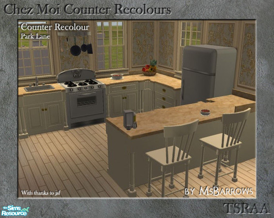 Sims 2 — Chez Moi Recolours - Park Lane by MsBarrows — A recolour of the Chez Moi French Country counter from base game,