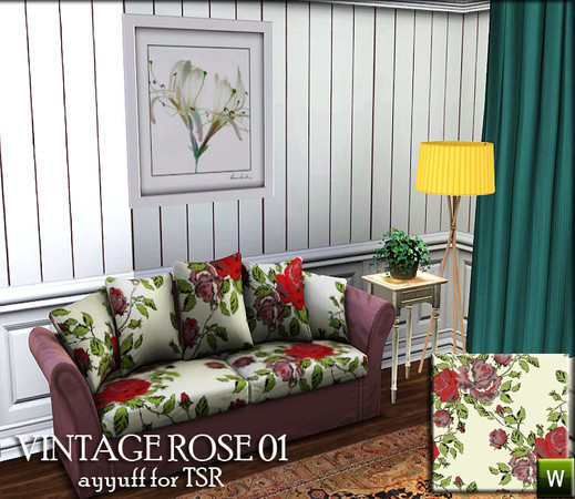 Sims 3 — Vintage Rose01 by ayyuff — recolorable pattern