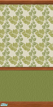 Sims 2 — Gold Leaf - Gold Leaf Wall II by HugeLunatic — A nice 1960\'s style green and gold flocked palmleaf print.