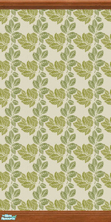 Sims 2 — Gold Leaf - Gold Leaf Wall IV by HugeLunatic — A nice 1960\'s style green and gold flocked palmleaf print.
