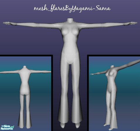 Sims 2 — Mesh - Flared Jeans by yagami-sama — Flared Jeans mesh. It has a working fat morph and pregnant morph. Created