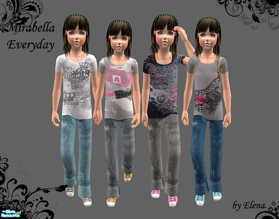 Sims 2 — Mirabella Everyday by Elena. — Four outfits for little girls