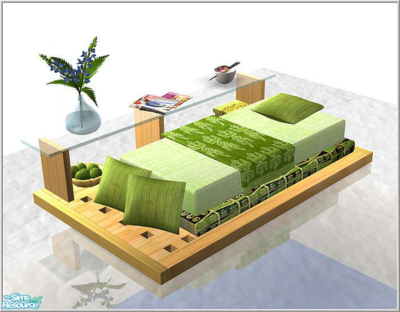 Sims 2 — students room-B43_single_floorbed_green by Birgit43 — the bed animations are a little bit odd cause the bed is