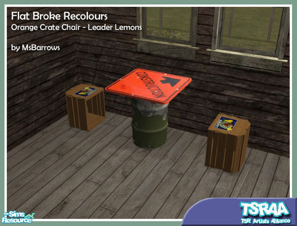 Sims 2 — Flat Broke Recolours - Leader Lemons Crate by MsBarrows — A \"Leader Lemons\" recolour of the Orange