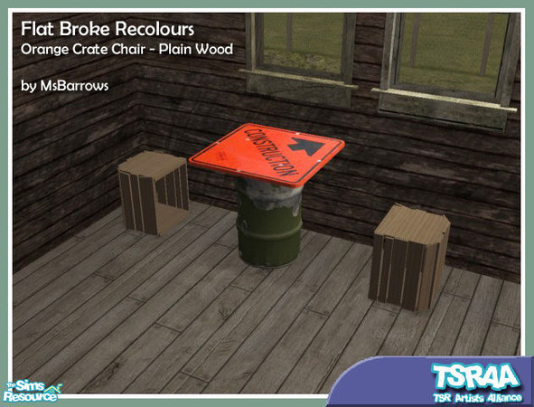 Sims 2 — Flat Broke Recolours - Plain Wood Crate by MsBarrows — A plain, unmarked wood recolour of the Orange Crate