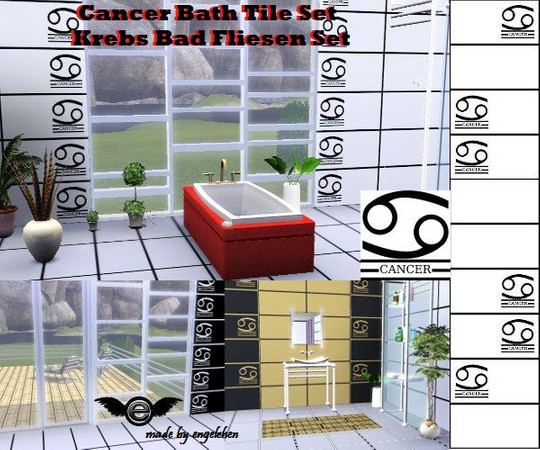 Sims 3 — Cancer Bath Tile Pattern Set  by engelchen1202 — Pattern Cancer Bath Tile Set, 5 diverent Tiles 3 recolorable