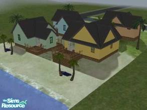 Sims 2 — Bungalow Beach Villas by dreaming_vampire — 3 lovely villas set on the beach with colour schemes of red, blue,