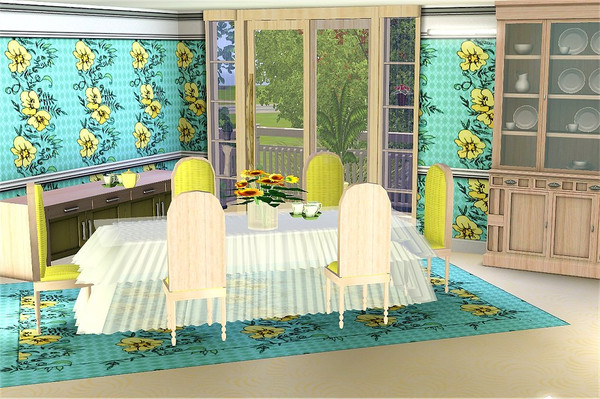 Sims 3 — marcorse_mallow vine pattern by marcorse — A simple vertical repeat pattern of mallow flowers and foliage, on a