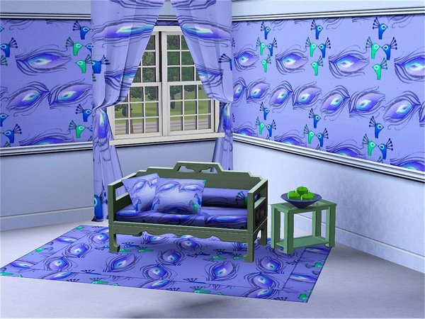 Sims 3 — marcorse_peacock feather pattern by marcorse — A soft and pretty repeat pattern featuring a stylised peacock