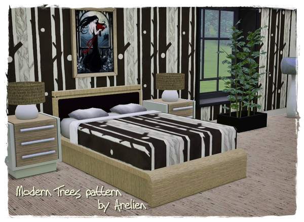 Sims 3 — Modern Trees pattern by Arelien — Pattern of modern style trees, very striking, looks great on walls or as