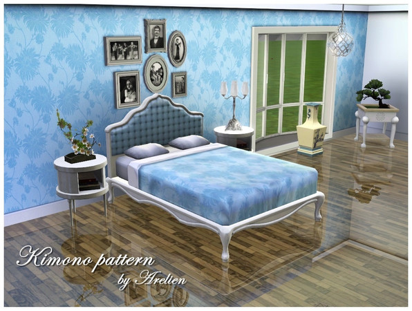 Sims 3 — Kimono pattern by Arelien — Pattern of chrysanthemum blooms with an oriental feel.