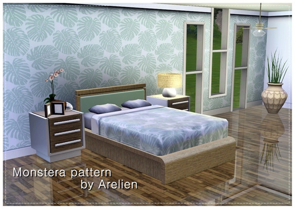 Sims 3 — Monstera pattern by Arelien — Pattern of monstera leaves, modern looking.