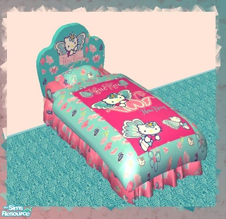 Sims 2 — Hello Kitty Bedroom Set - Bed by frogger1617 — Hello Kitty Bedroom recolor of Vita Sims Fifi bedroom.