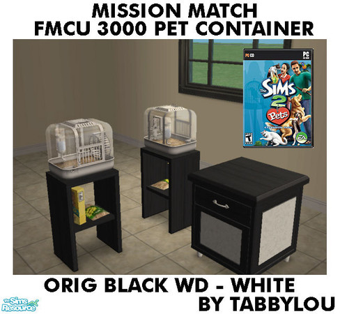 Sims 2 — TL - MM FMCU3000PetContainer OrigBlackWhWd by TabbyLou — Maxis Original Black Wood with White Cage Recolor of