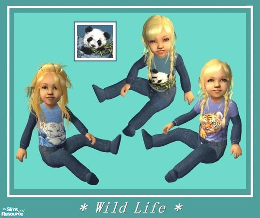 Sims 2 — Wild Life Pyamas - Set by Dirtdevill — This set of 3 cute cuddly sleepers for your little toddler sims comes in