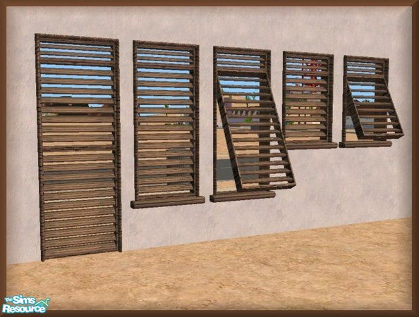 Sims 2 — Ole Mediterran Windows & Door Recolors - Mellow Brown by galilea — A lovely set of slatted windows and a