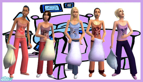 Sims 2 — Pyjama Party by cariadbach — The love of fairies gave me the idea to re colour theses fun but practical Teen