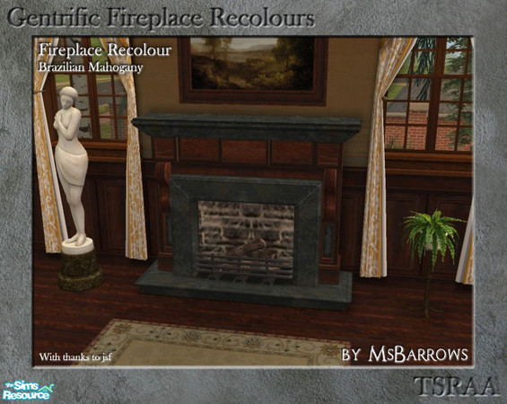Sims 2 — Gentrific Fireplace Recolours - Brazilian Mahogany by MsBarrows — A recolour of the Gentrific Fireplace from