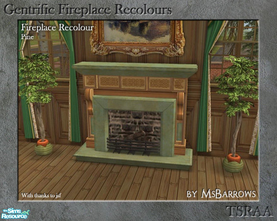 Sims 2 — Gentrific Fireplace Recolours - Pine by MsBarrows — A recolour of the Gentrific Fireplace from base game to