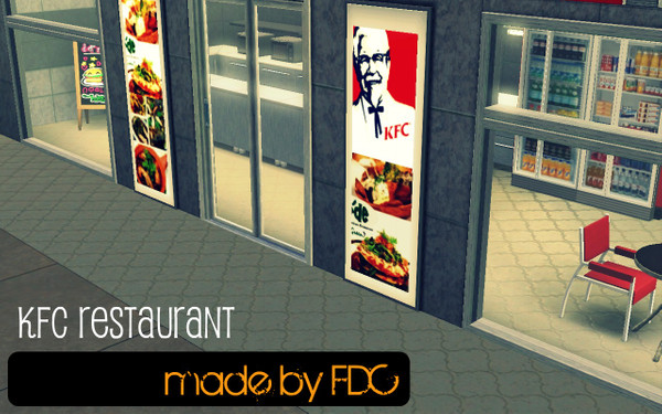 Sims 3 — KFC restaurant v1 by wearebestfriends — a KFC restaurant for your town! 24/7 open! / first creation :) / made by
