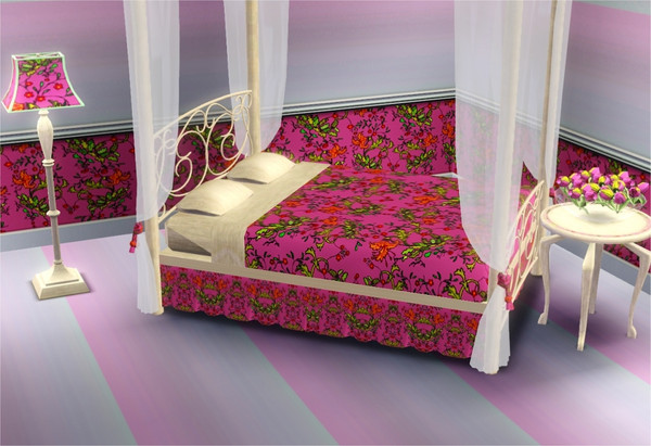 Sims 3 — marcorse_lily paisley pattern by marcorse — A paisley style pattern of lilies, foliage and small red flowers on