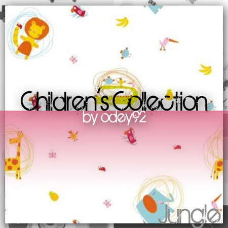 Sims 3 — Jungle by Odey92 — A sweet nursery paper with brightly coloured small cartoon jungle animals, with tiny flowers,