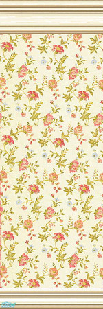 Sims 2 — jsf2PLCoralFleurs by jsf — ParkLane moldings hold a coral, and dainty, blue, floral and leaf pattern. Always