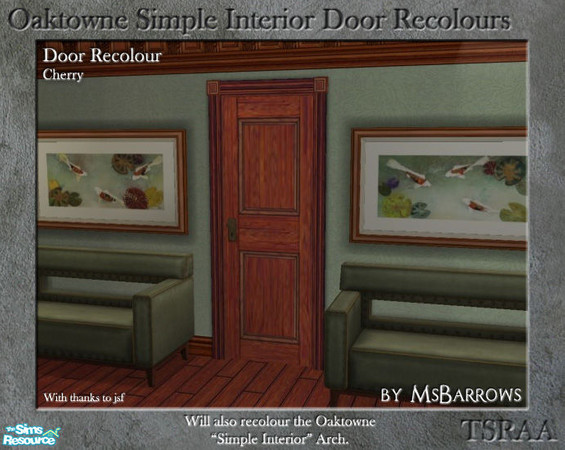 Sims 2 — Oaktowne Interior Door Recolour - Cherry by MsBarrows — A recolour of the Oaktowne Simple Interior door from