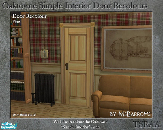Sims 2 — Oaktowne Interior Door Recolour - Pine by MsBarrows — A recolour of the Oaktowne Simple Interior door from base