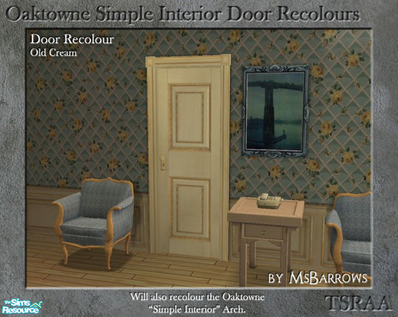 Sims 2 — Oaktowne Interior Door Recolour - Old Cream by MsBarrows — A recolour of the Oaktowne Simple Interior door from