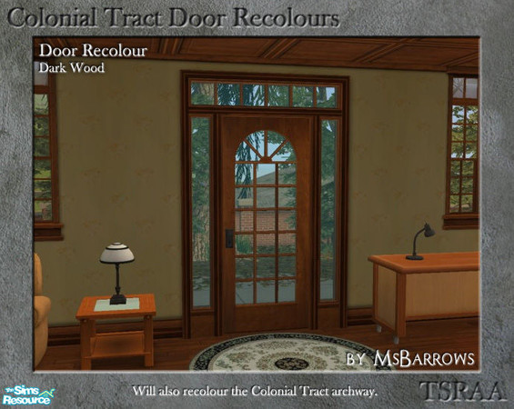 Sims 2 — Colonial Tract Door Recolour - Dark Wood by MsBarrows — A recolour of the Colonial Tract Door from base game, to