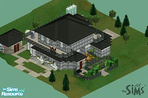Sims 1 — The Masters Mega Mansion! by MasterCrimson_19 — Downstairs, this mansion has two bathrooms, two bedrooms, a