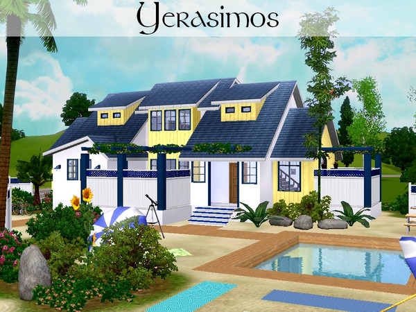 Sims 3 — Yerasimos [Monthly Theme - June] by lilliebou — Hi ! This house is for a family of four-five sims. First floor :