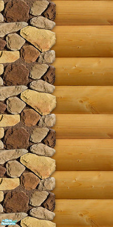 Sims 2 — Loigs&stones-natural-left by Semitone — Loigs with stones - natural color, left conor of wall. Set # 663531.