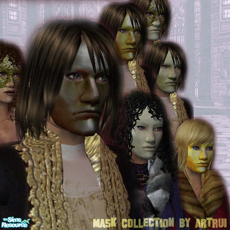 Sims 2 — An association in masks by artrui — Here is the collection of fine formed masks in different material. With it