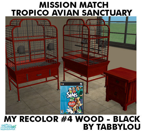 Sims 2 — TL - MM TropicoAvianSanctuary Recolor04BlkWd by TabbyLou — My Recolor #4 Wood with Black Accents for Recolors of