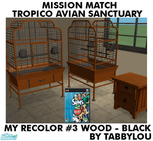Sims 2 — TL - MM TropicoAvianSanctuary Recolor03BlkWd by TabbyLou — My Recolor #3 Wood with Black Accents for Recolors of